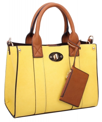 Fashion 3-in-1 Boxy Satchel WU061 YELLOW